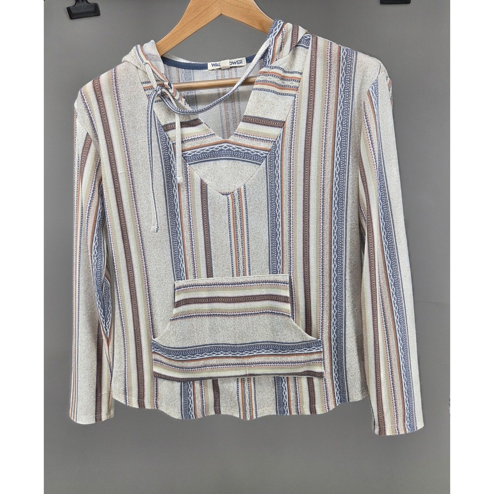 Wallflower Striped Hoodie Women Size M Baja Pullover Boho Southwestern Casual
